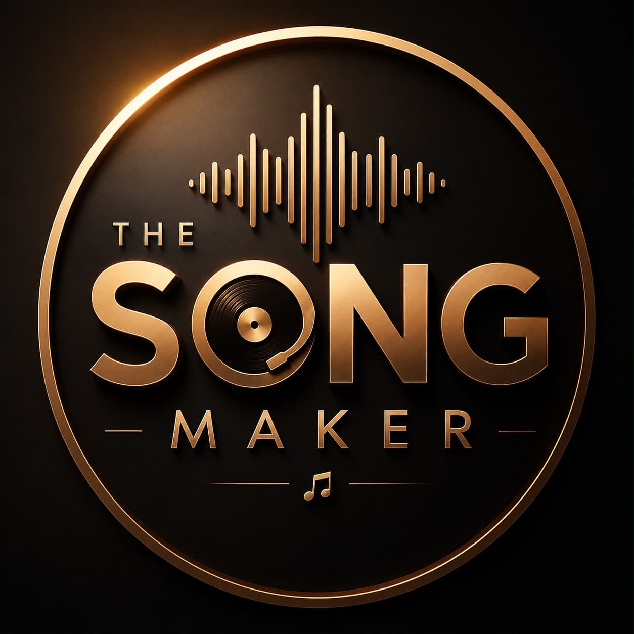 The Song Maker — logo, un disque vinyle et une onde sonore encerclés d’un anneau or